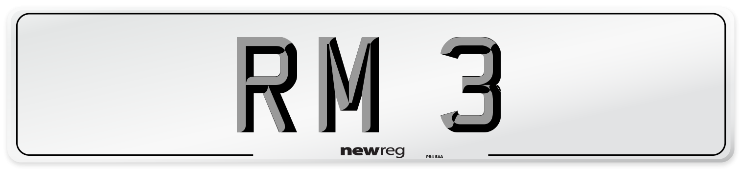 RM 3 Number Plate from New Reg